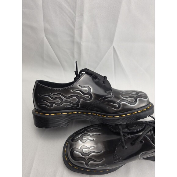 Dr. Martens 1461 INFERNO Arcadia 3-Eye Shoes Black Silver Flames Unisex Sz US 8 main image 9